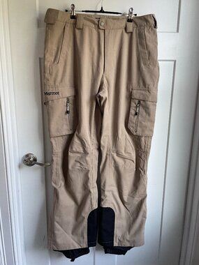 Marmot Rosco Men's Large Ski Pants Khaki Tan Cargo Waterproof Snowboard L